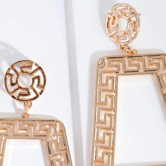 Lovisa Jewelry Lovisa Greek Key Gold Statement Dangle Earringsnew